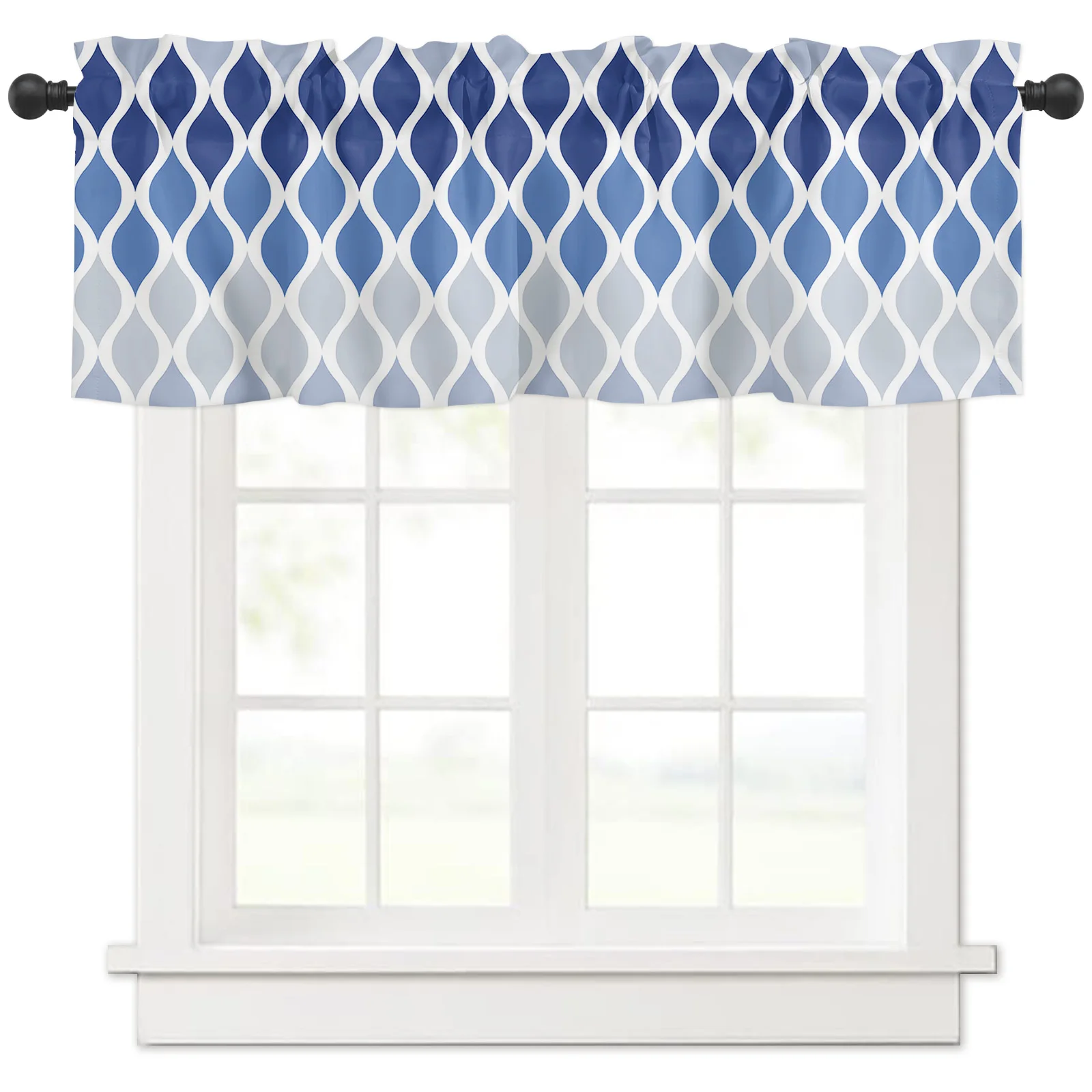 ZEDLIYU Valances for Windows Kitchen Living Room Small Window Valance Morocco Geometry 1 Panel, 42 x 12 Inch