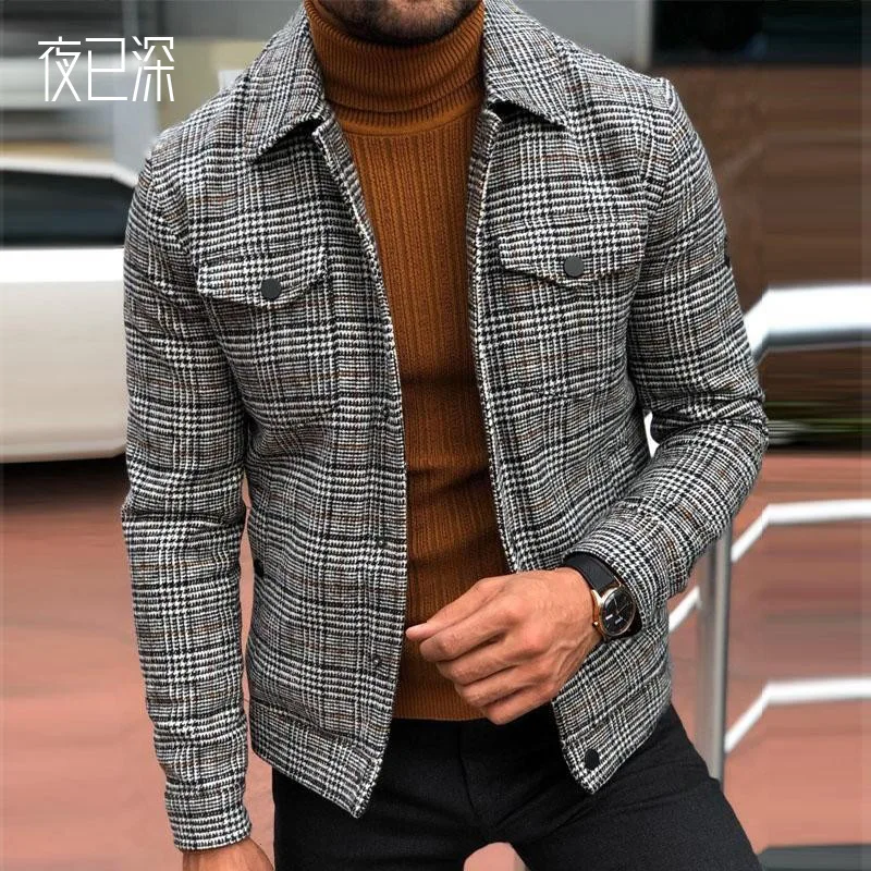 

Spring Autumn Men's Jacket Men's Hot Sale 2023 Slim Fitting Casual Fashion Plaid Men's Jacket Top