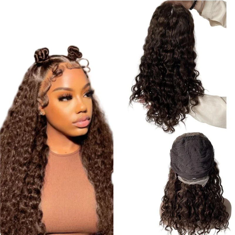 14 Inches Human Hair 180% Density Color 3# Mixed Light Brown Color #17RD Body Curl 13x5 HD Swiss Lace Front Wig for Black Woman