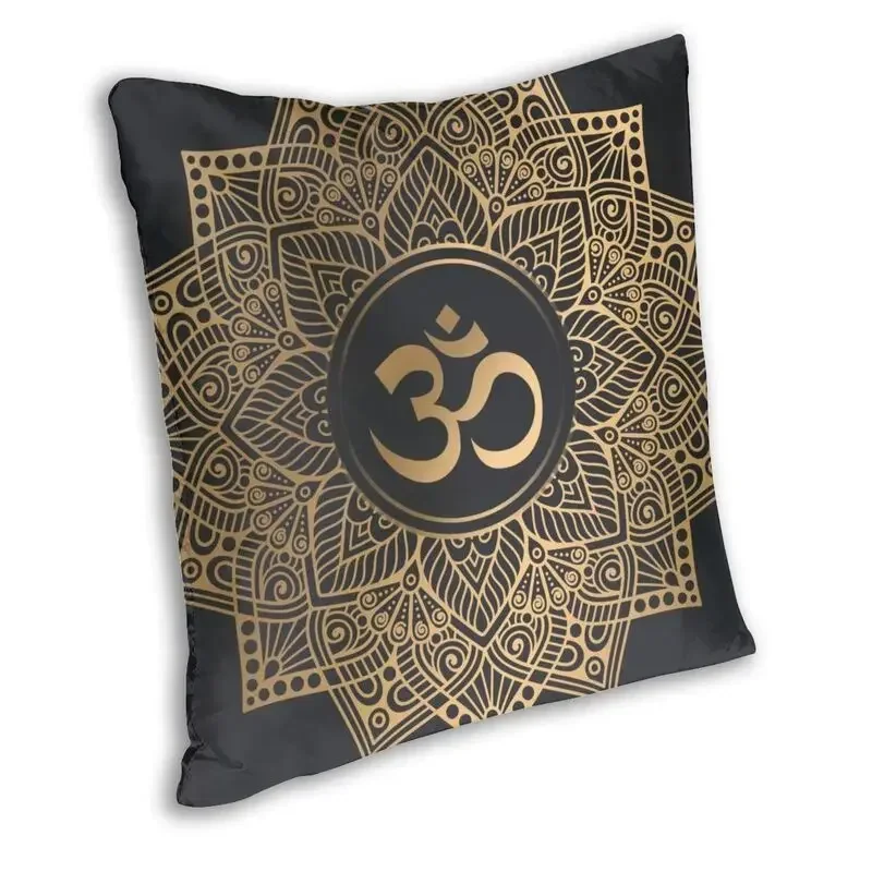 غطاء وسادة ماندالا الذهبي الفاخر ، ديكور المنزل ، مربع ، اليوغا ، البوذية ، أم ، التأمل ، وسادة ، 40x40 غطاء وسادة