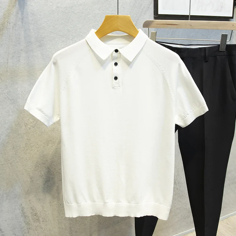 2026 Summer Men's New Solid Color Lapel Short-sleeved Thin Trendy Casual Men's Clothing
