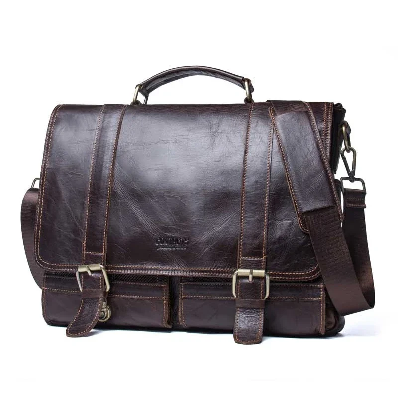 

New Cow Genuine Leather Men Briefcase Bag Business Handbag Male Laptop Shoulder Bags Tote Computer Natural Skin Men Briefcase