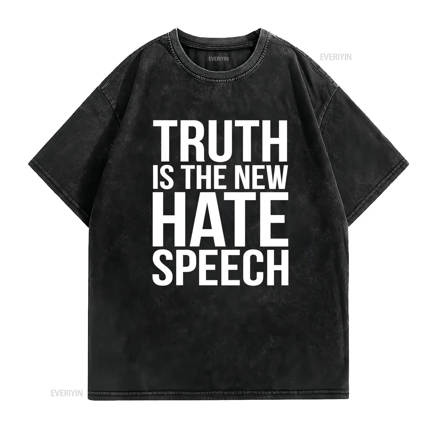Streetwear Truth Is The New Hate Speech Slogan Print Casual T Shirt vintage Washed graphic Breathable Unisex fashion