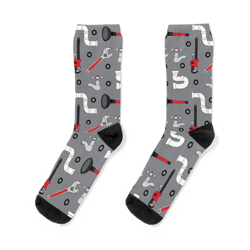 Plumber Plumbing Tools Pattern Socks moving stockings happy sheer new in's Socks For Man Women's