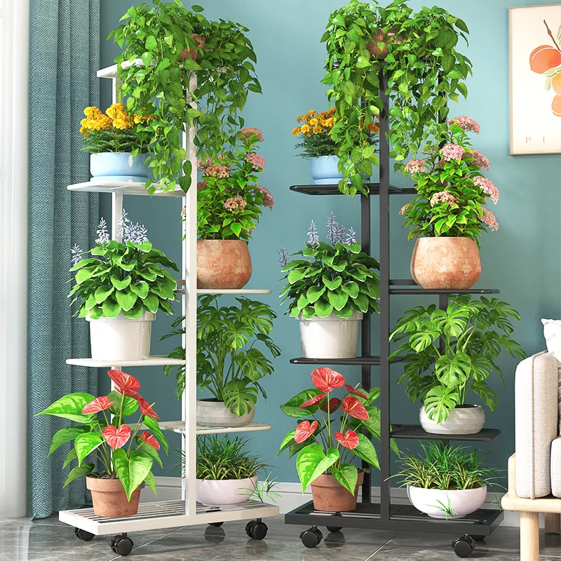 & European Metal Multi-layer Plant Stand Rotatable Flower Pot Shelf for Living Room Balcony Indoor Green Plants Wholesale