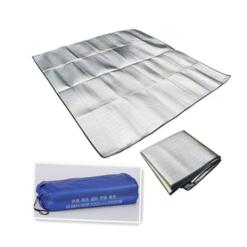 Waterproof Camping Sleeping Mat, Aluminum Foil, Outdoor, Foldable, Picnic, Beach, Moisture-Proof Mattress, Silver Pad