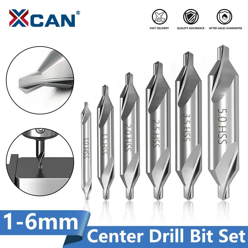 Xcan Hss Centro Combinado Brocas Escareadores Grau 60 Ângulo Bit Conjunto 1.0 Milímetros 1.5 Milímetros 2.0 Milímetros 2.5 Milímetros 3.5 Milímetros Milímetros Broca de Metal