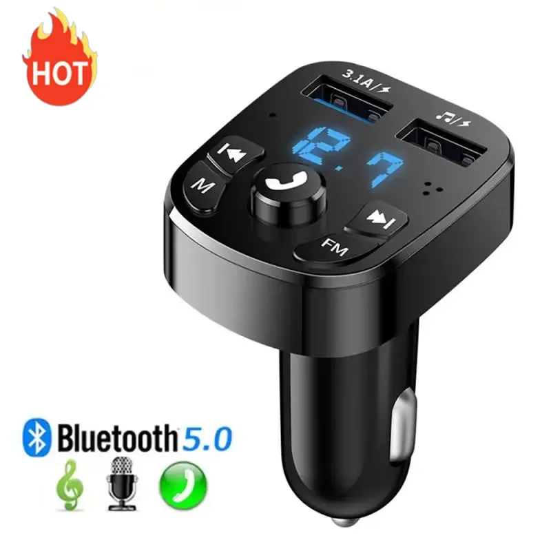 

Автомобильный FM-передатчик Bluetooth 5,0 Aux Handsfree Беспроводной автомобильный комплект с двумя USB-портами Автомобильное зарядное устройство Авторадио FM-модулятор Адаптер MP3-плеера