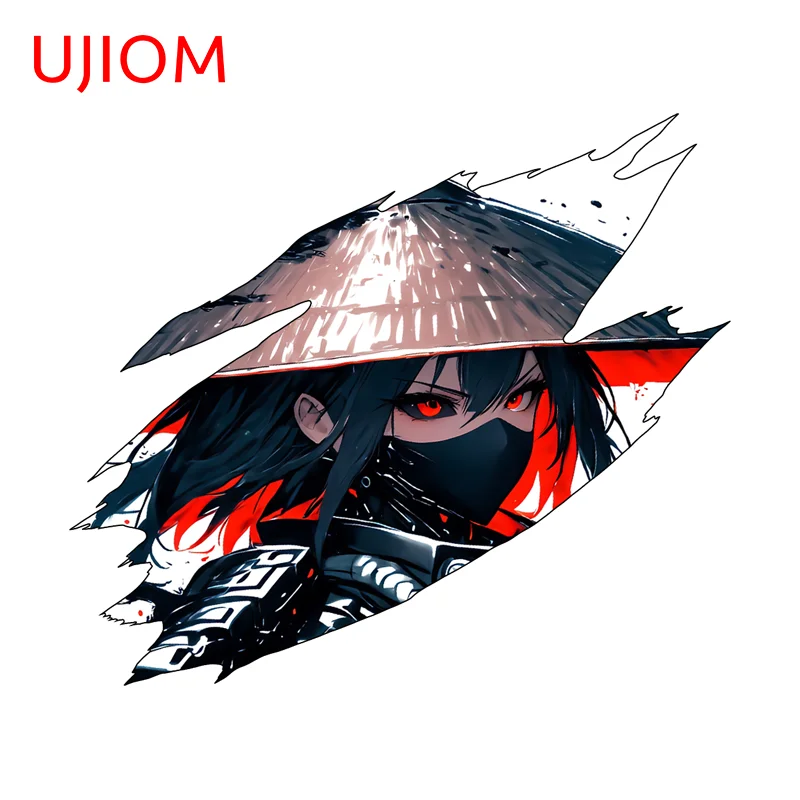 UJIOM Tear Female Samurai Waifu Graffiti Wall Sticker Trendy Attractive Unique Scratch Proof Decal Computer Case Home Decor