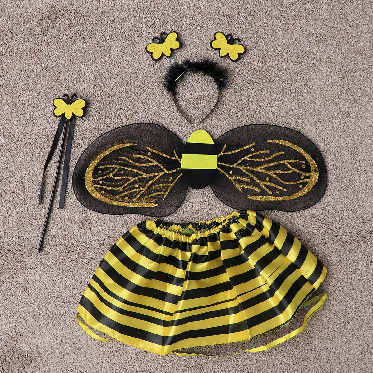 

4 Pcs/set Bee Dress Gauze Skirt Suit Dressing up Clothes Wing Fairy Tutu