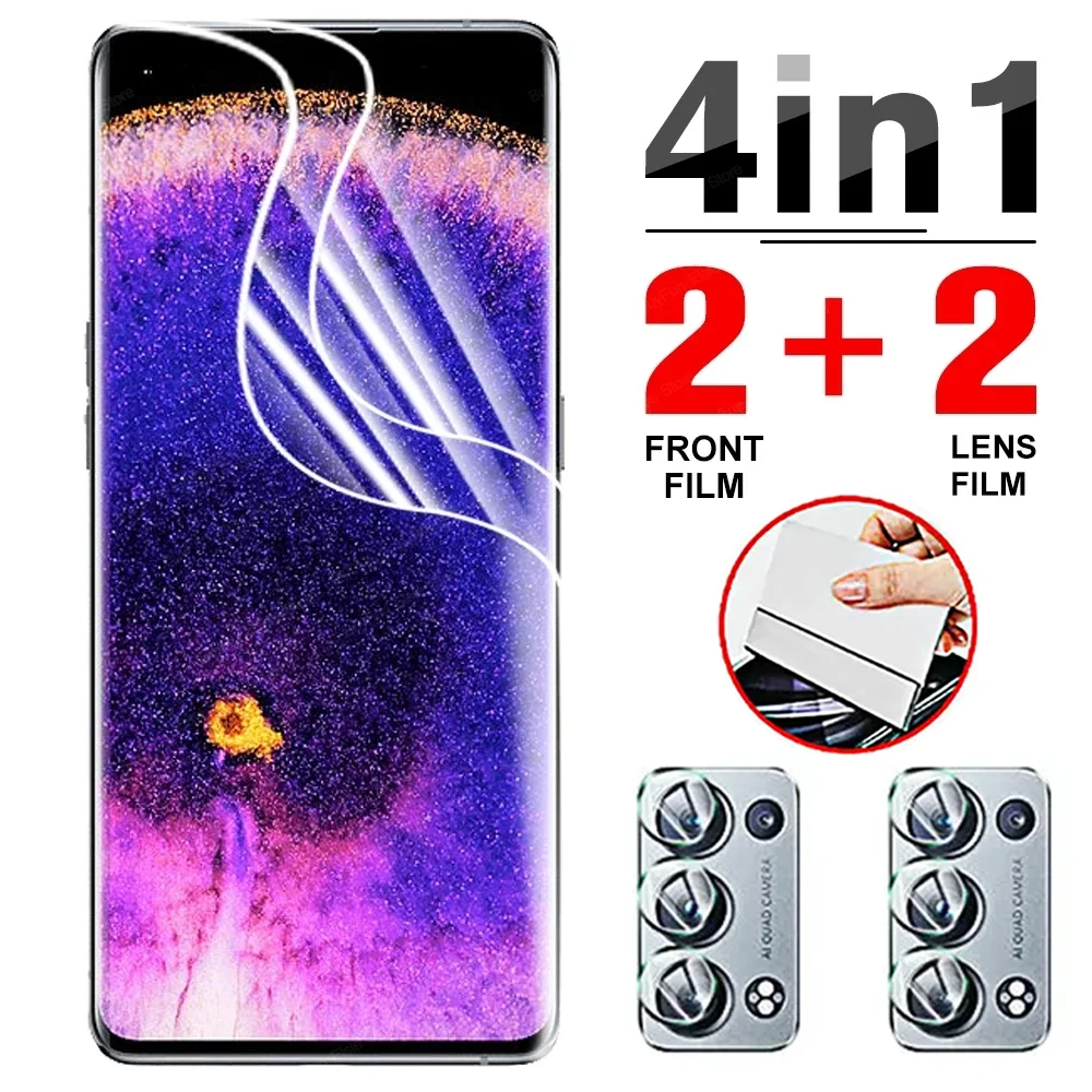 Película de hidrogel 4 en 1 para OPPO Find X8 X7 X6 X5 X3 Pro Lite Protector de pantalla de cámara para OPPO Find Reno 13 12 11 10 9 Pro Plus