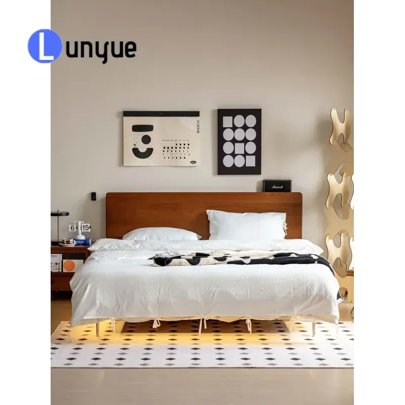 Scandinavian Style Luxury Tatami Bed Modern Wooden Frame Double Bed 1.5m 1.8m