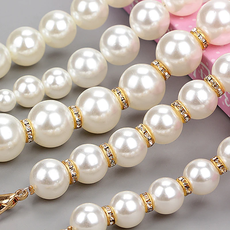 Classic Short Pearl Bag Replacement Pearl Chain Beaded Handle Chain For Women Girls Bags Tote Bag Handle Bag Accessories
