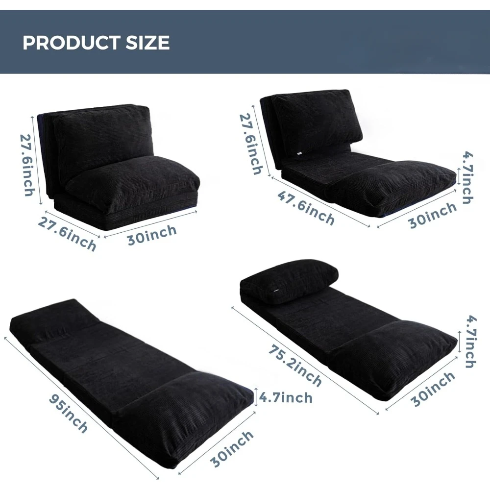 Beanbags Chair Bean Bag Bed Folding Sofa Bed Floor Mattress for Adults Single Sofa Living Room Sofas Black Furniture Chairs Lazy