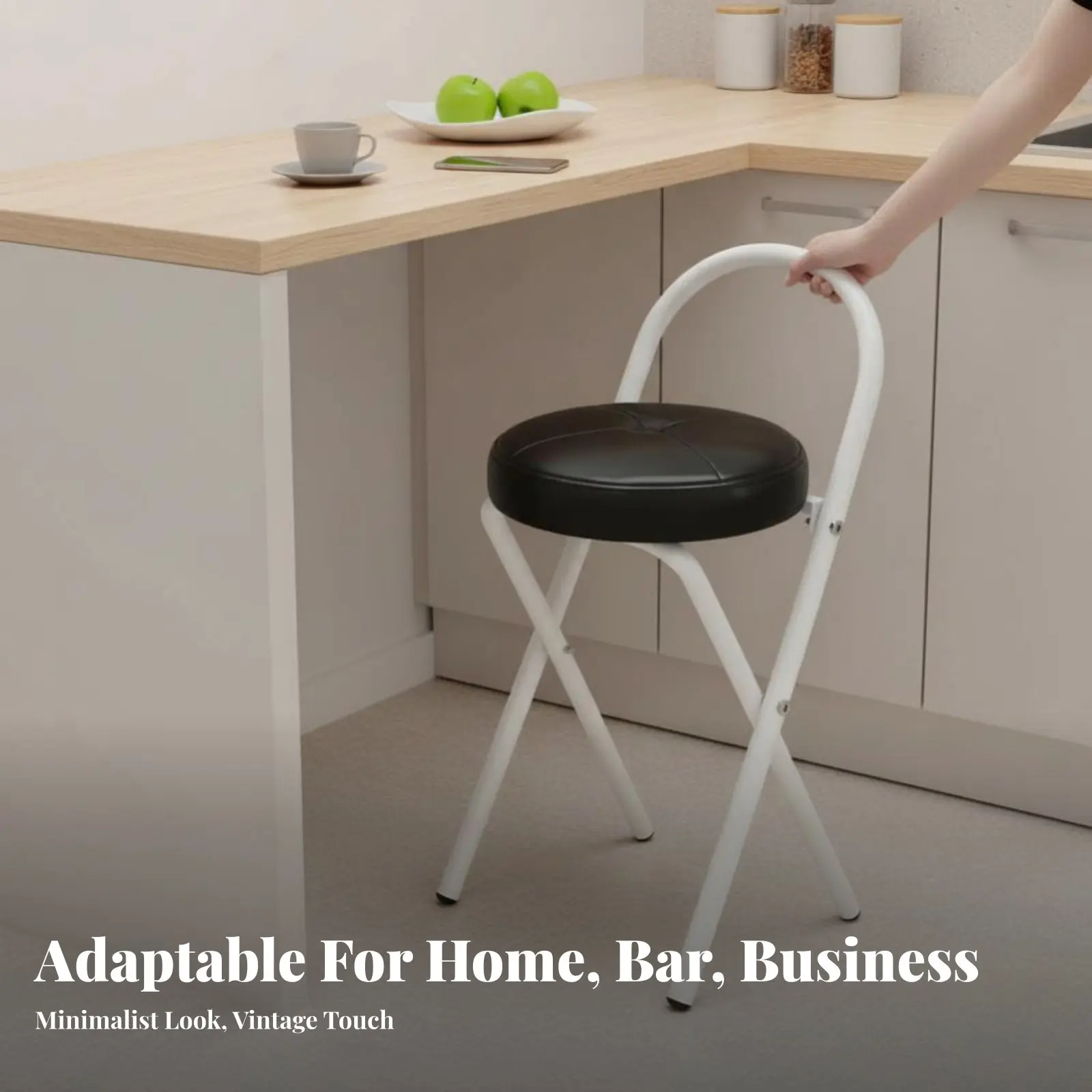 

Padded Folding Bar Stool with Supportrest Space-Saving Design Foldable Stool with Supportrest Support Assistance Portable