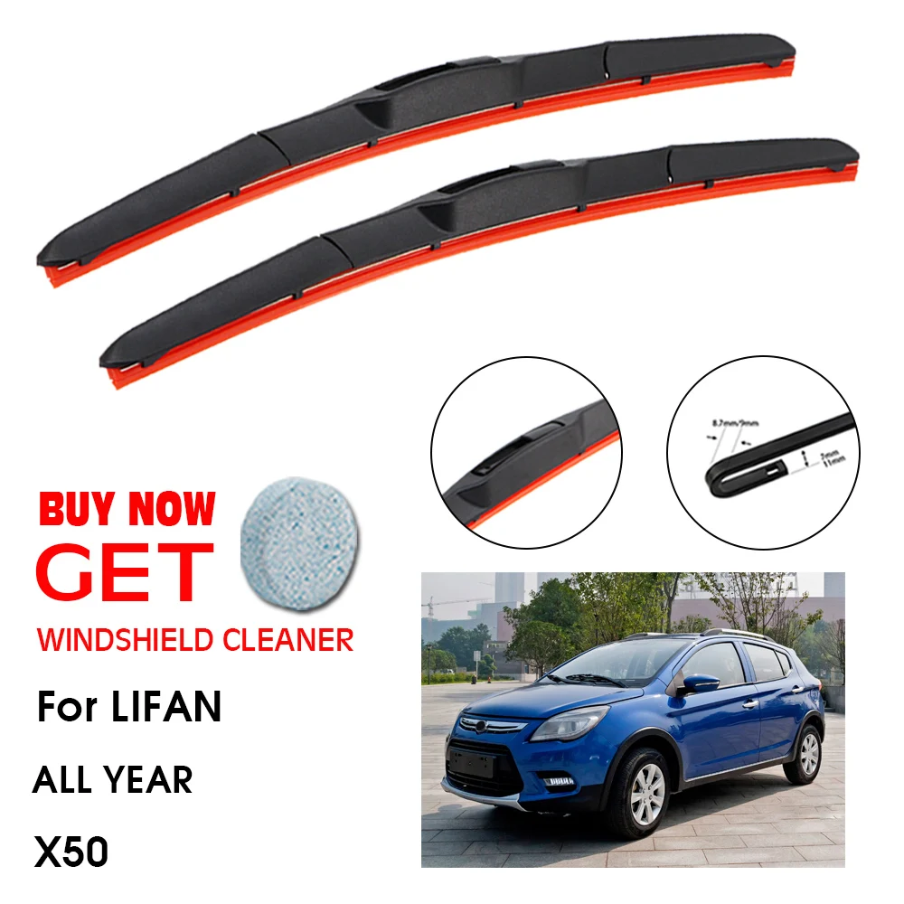 

Car Wiper Blade For LIFAN X50 24"+16" All year Front Window Washer Windscreen Windshield Silica Gel Wiper Blades Accessorie