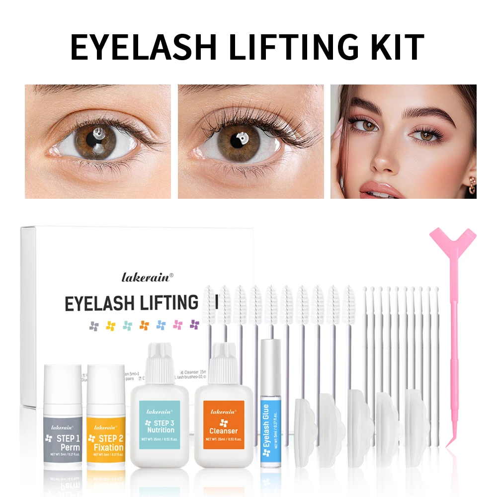 Lakerain Eyelash Lifting Kit Semi-Permanent Lash Liting & Perming Makeup Tools Combo Long-Lasting Eyelashes Styles Cosmetic