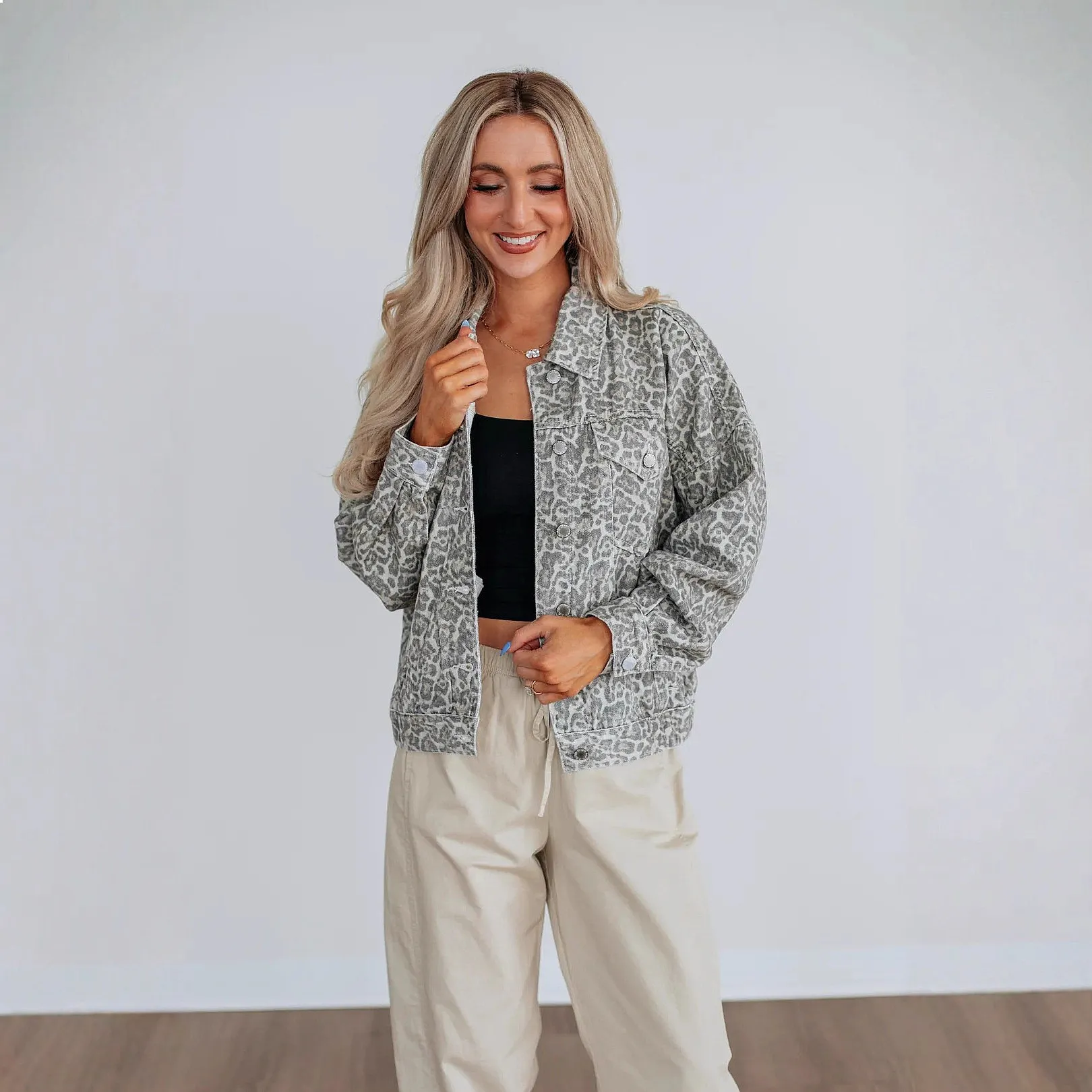 

Fashion Loose Washed Print Denim Jacket Women Casual Oversized Jean Jackets Spring Summer