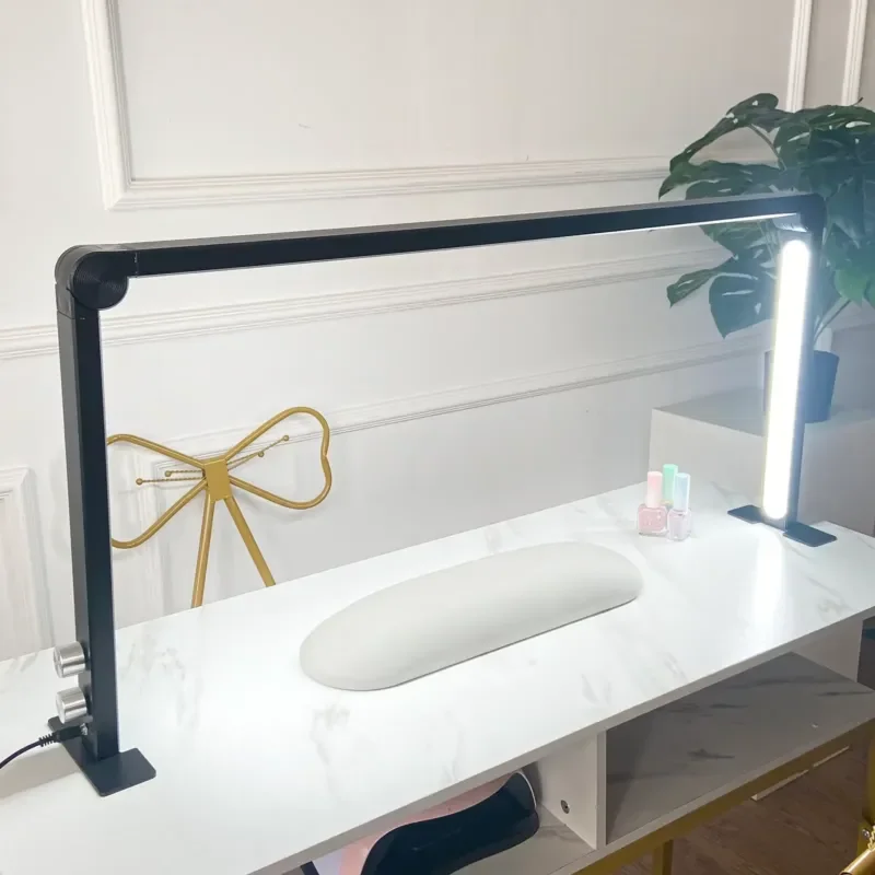 36W Half Moon Nail Light for Desk Foldable Square Manicure LED Lamp 3000-6000K Dimmable Table Light 31inch LED Nail Desk Lamp