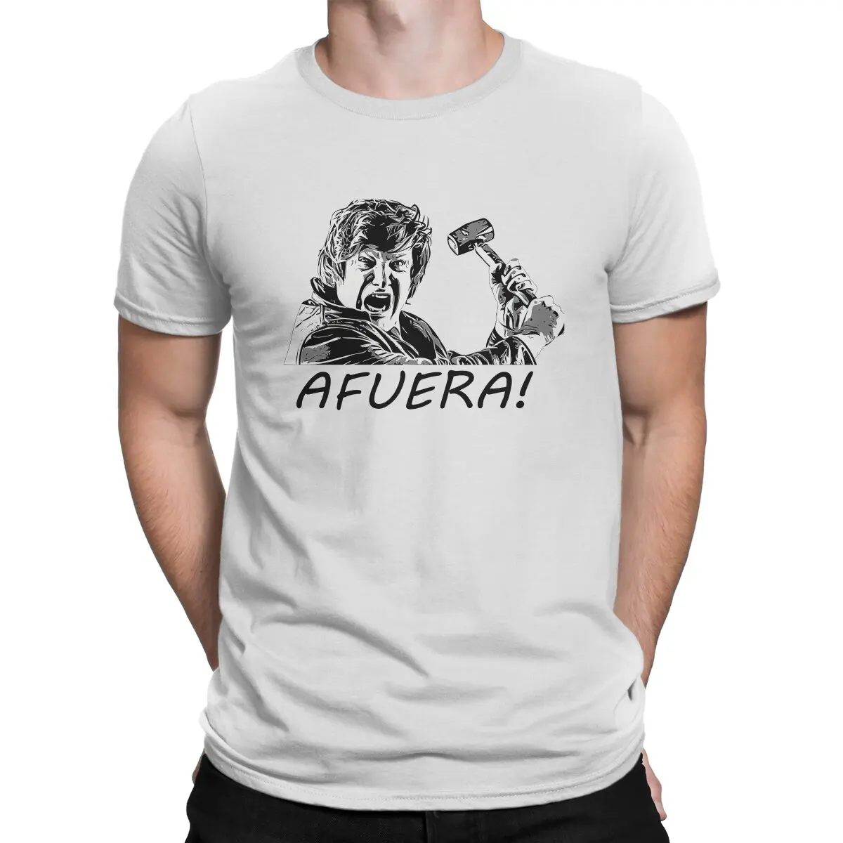 Unique Afuera T-Shirt Men Crewneck Cotton T Shirts Javier Milei Short Sleeve Tees Graphic Tops