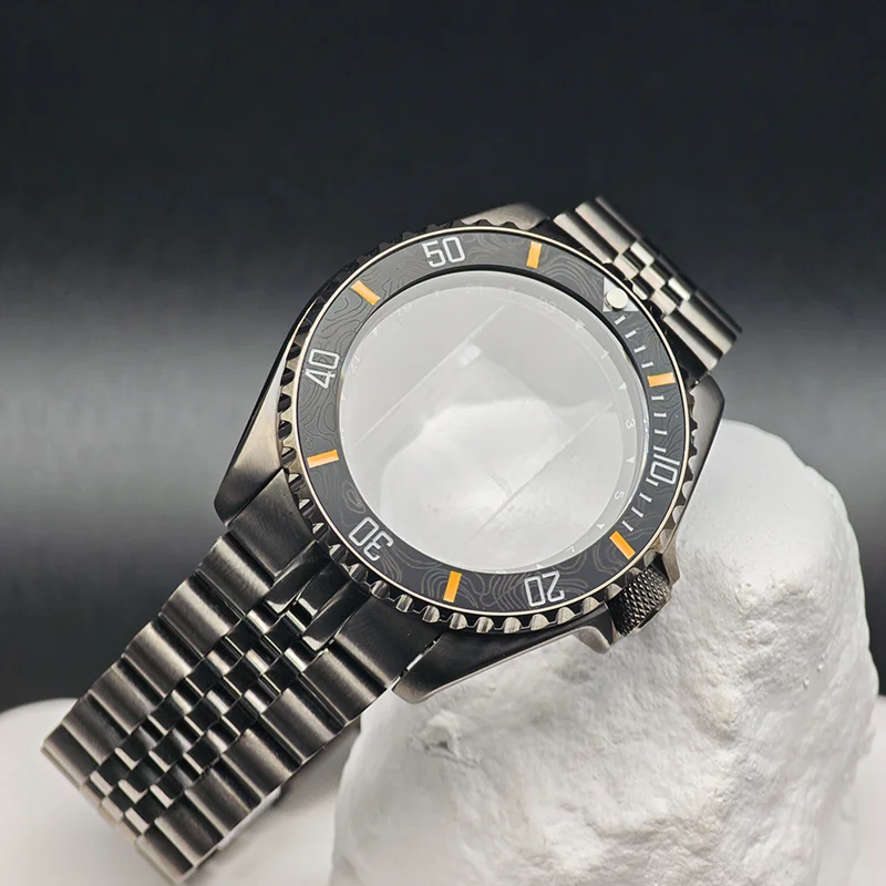 NH35 Case Stainless Steel  Watch Case Fits NH35 NH36 4R 7S Movement Stainless Steel Gun Color Men's Watch Sapphire Glass Watches