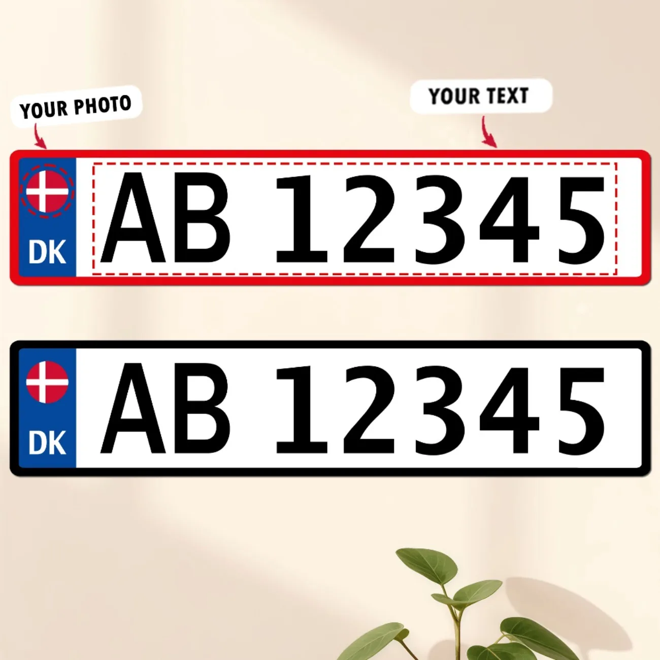 Personalisierte personalisierte dänische Metallschild für Auto und Heimdekoration (nur zur Dekoration)