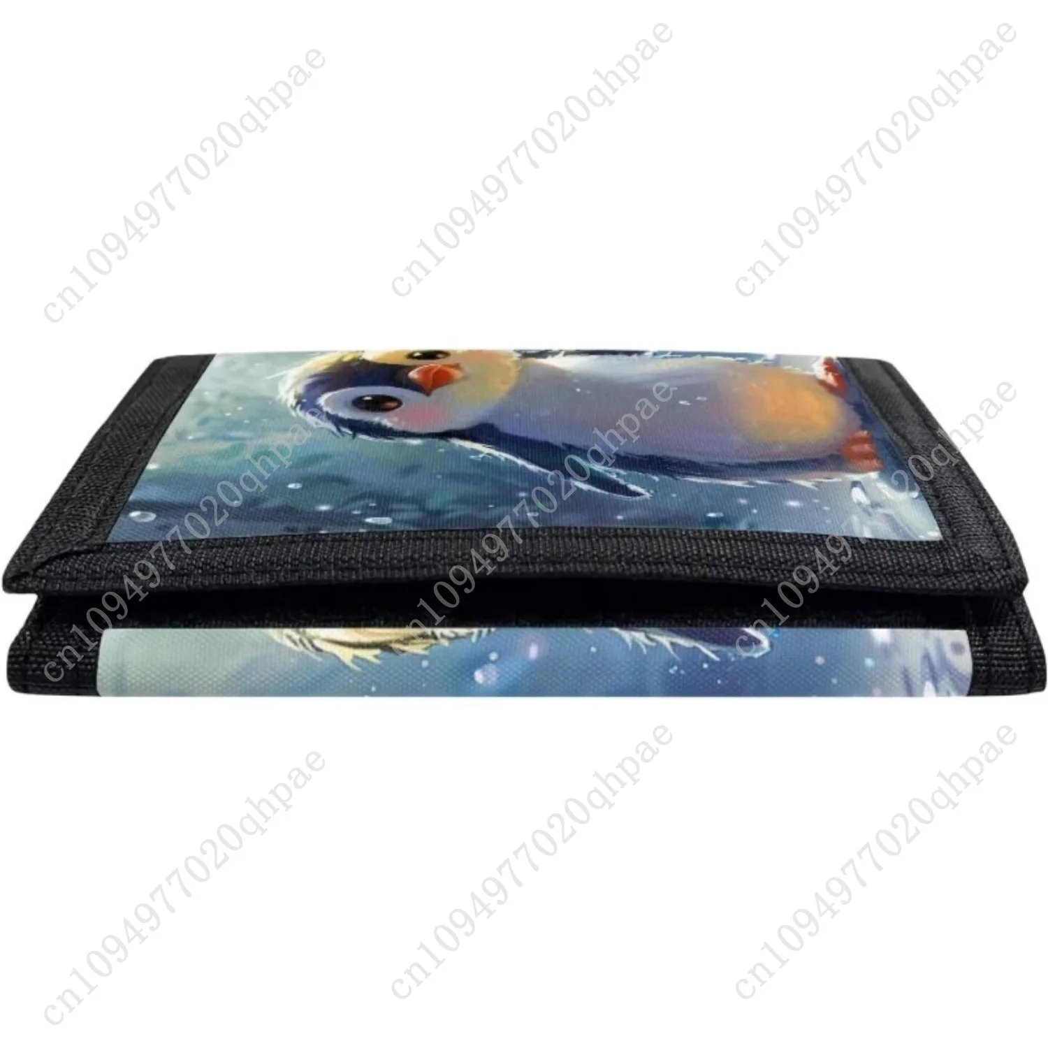 Cute Penguin Kids Wallet for Boys Trifold Wallets Canvas Novelt Wallet Mini Purse with ID Window Slim RFID Blocking Card Wallets