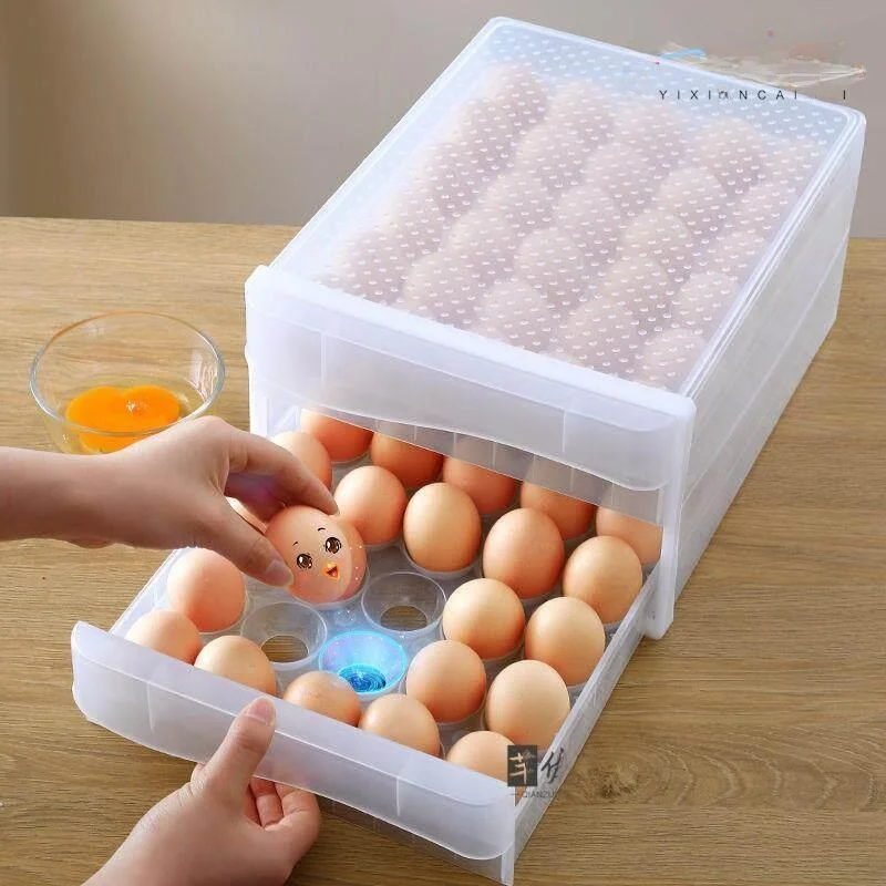 

Kitchen Fridge Egg Storage Box Drawer Style Egg Preservation Box Egg Tray Carrier Nordic Style Pure Color Food Storage Box