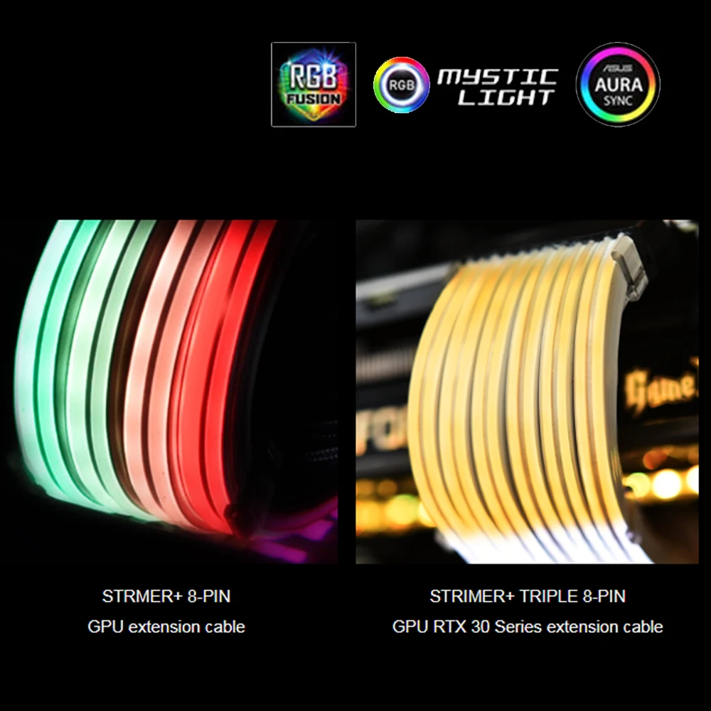 LIAN LI Strimer Plus ARGB Extension Cable GPU Extension Double/Triple 8PIN Extension Strimer Rainbow Cable