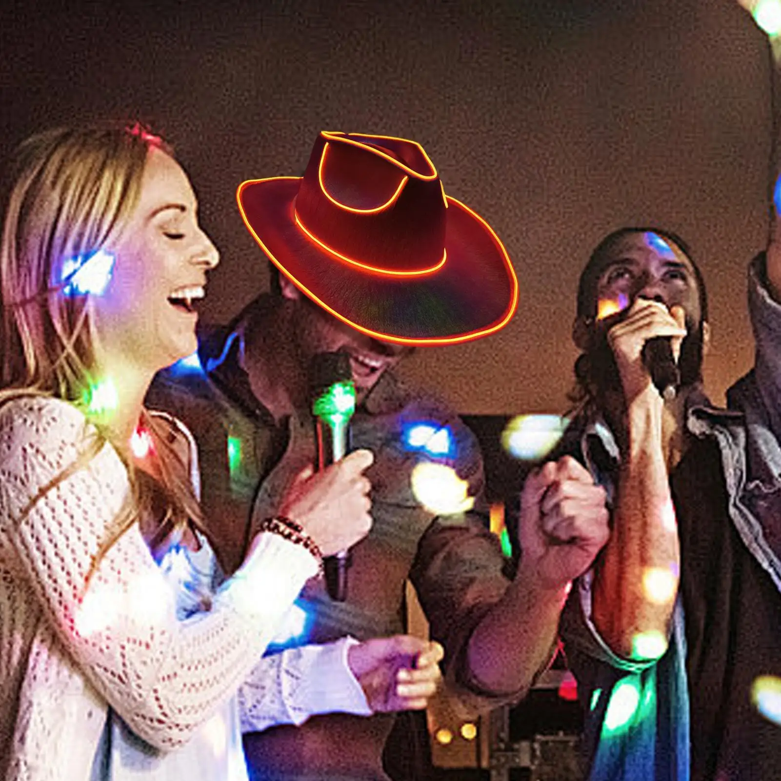 Glowing Light Bar Hut Wireless Disco Luminous Led Flashing Neon Western Cowboy Hut Party Supplies Braut Cowgirl Hut – Detail 6