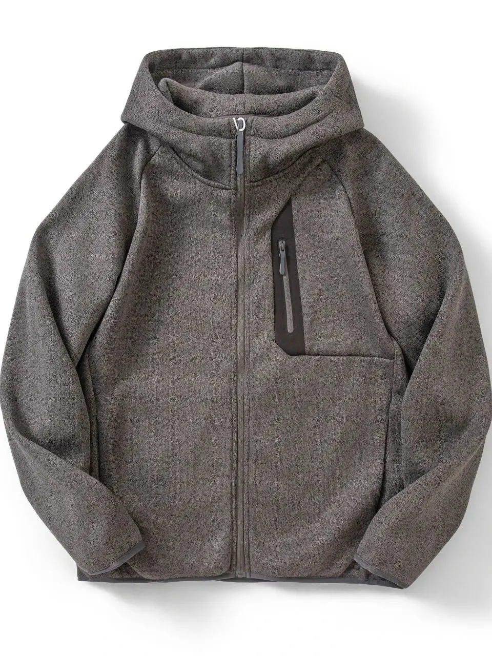 

Versatile Outdoor Men's Knitted Fce Jaet with Hood Stand Fit Polyester Fiber Long Sve Warm Casual Sle Zipper Clo...