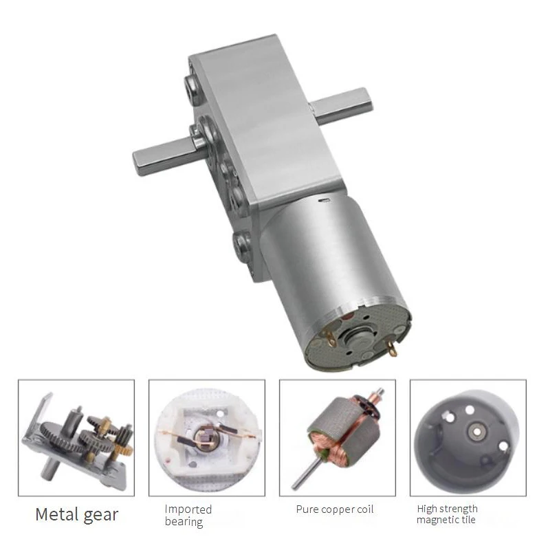 4632-370 Dual D-axis Miniature DC Reduction Turbine Worm High Torque Motor 12v24v Speed Control Low Speed Metal Geared Gear-box