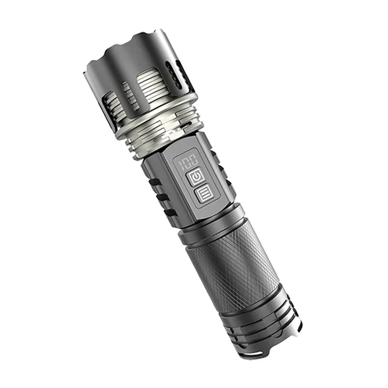 

30W White Laser LED Strong Light Long-distance Flashlight Telescopic Zoom Spotlight Digital Display Outdoor Portable Torch