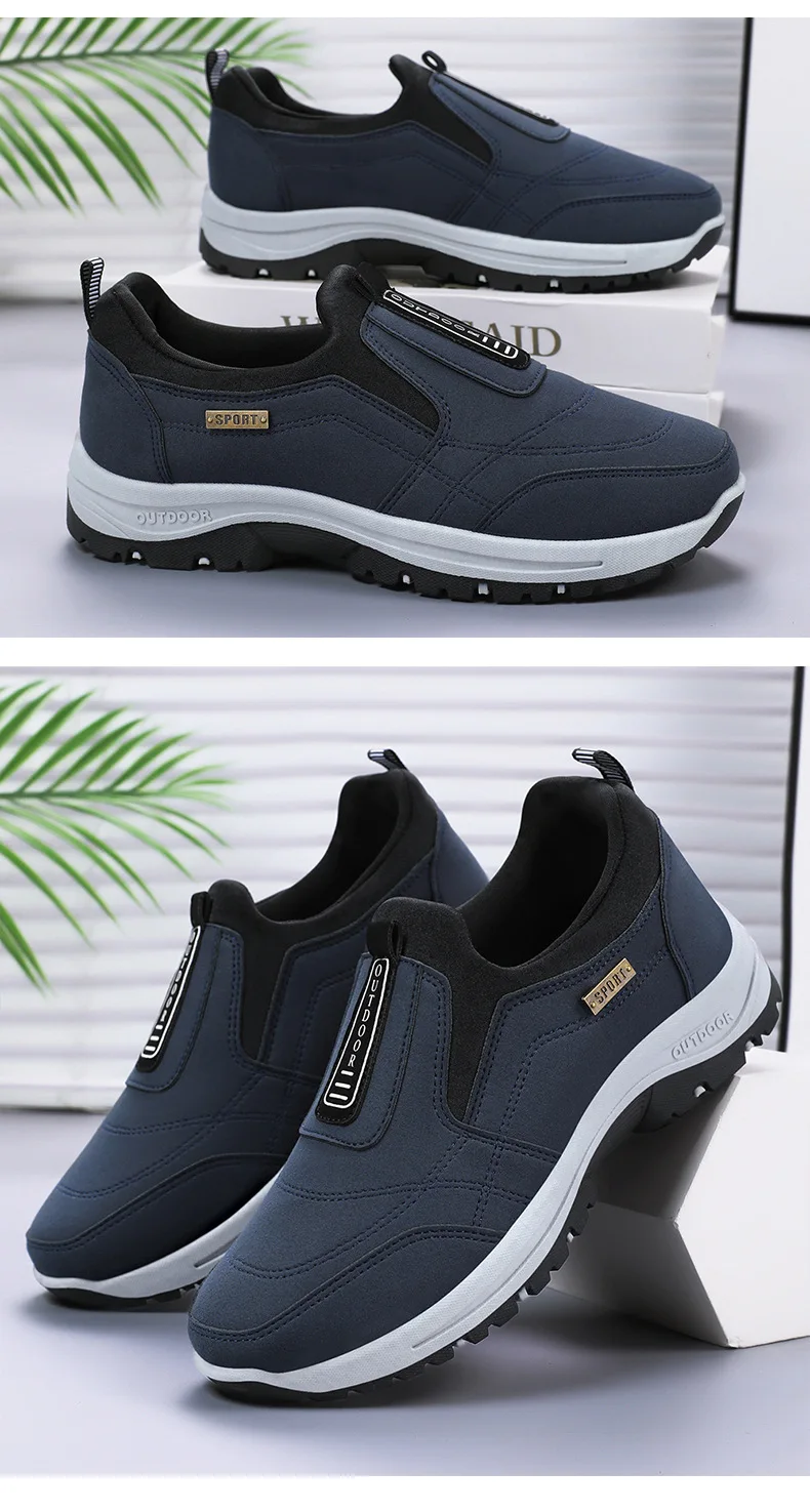 Wasserdichte Slip-On-Wanderschuhe für ältere Herren, rutschfest, stoßdämpfend, mit Profilsohle, für den täglichen Gebrauch im Freien, Freizeitschuhe, Wanderschuhe – Detail 27