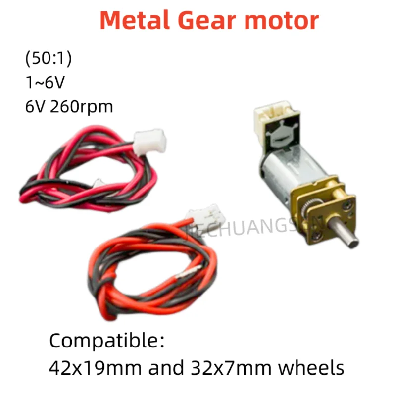 

Metal Gear Reduction Motor with Interface (50:1) 1~6V 6V 260rpm For Smart Car/Door Lock