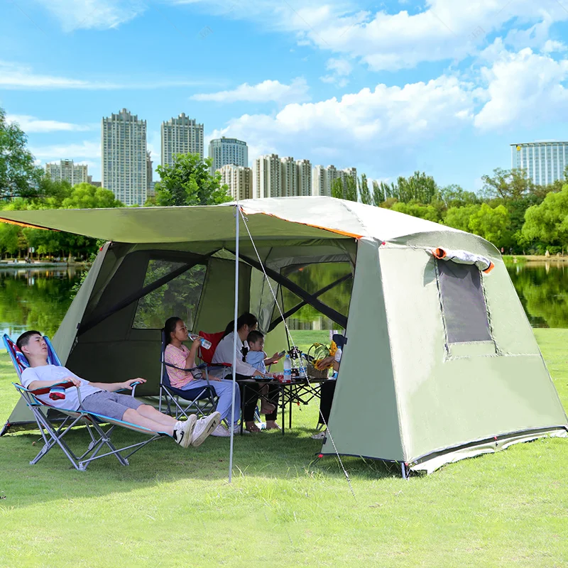 Imagem -06 - Ultralarge Double Layer Praia Shelter Tent Camping ao ar Livre Auto-condução Churrasco Sun Grande Gazebo 58 Pessoa