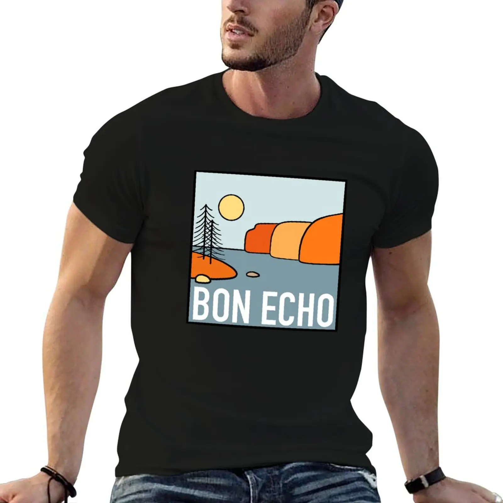 Bon Echo National Park Illustration T-Shirt for a boy heavyweights cute tops mens workout shirts