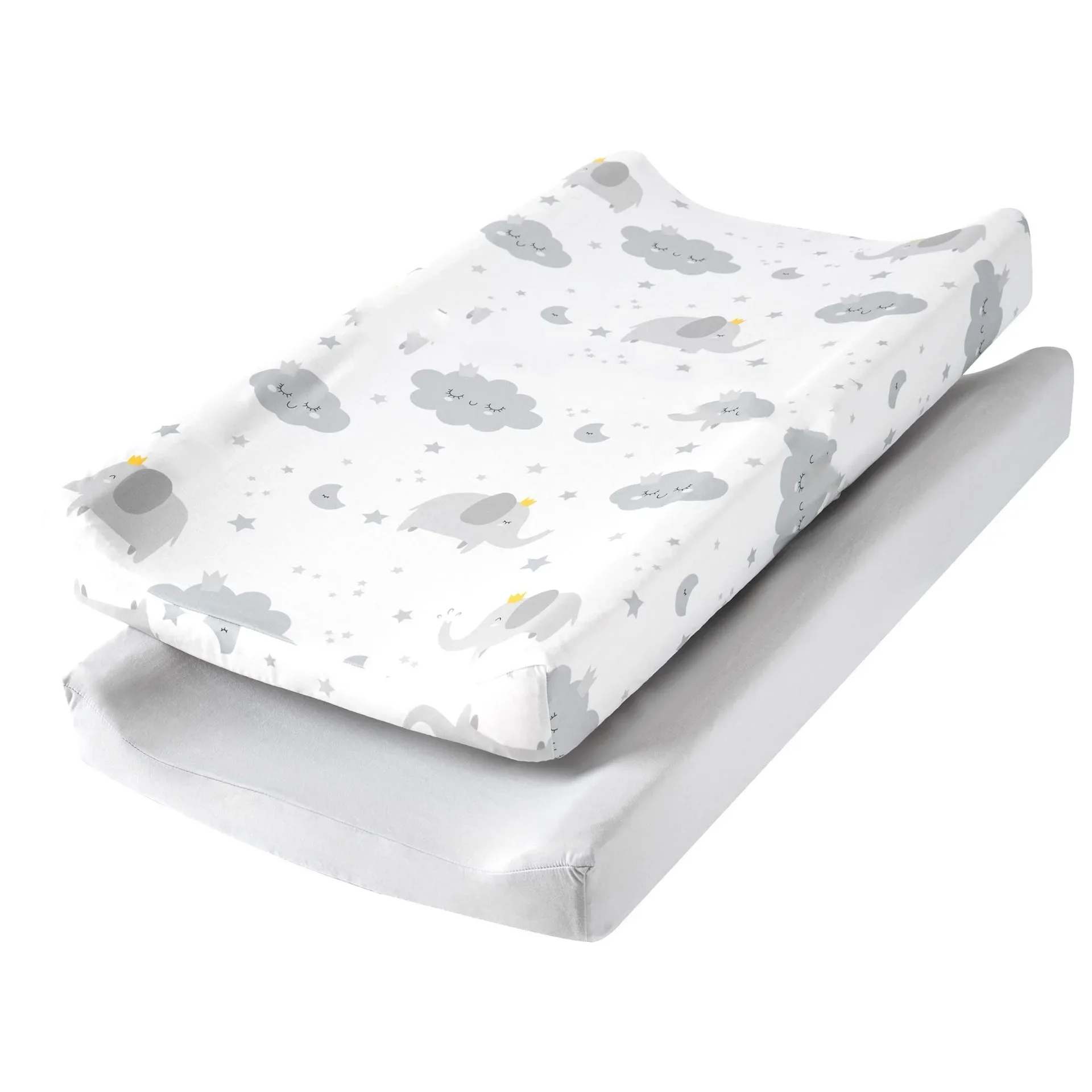 2Pc Baby Changing Pad Cover, Soft Waterproof Diaper Changing Table Cover with Elastic Fit, Washable Nursery Pad Sheet for Infant