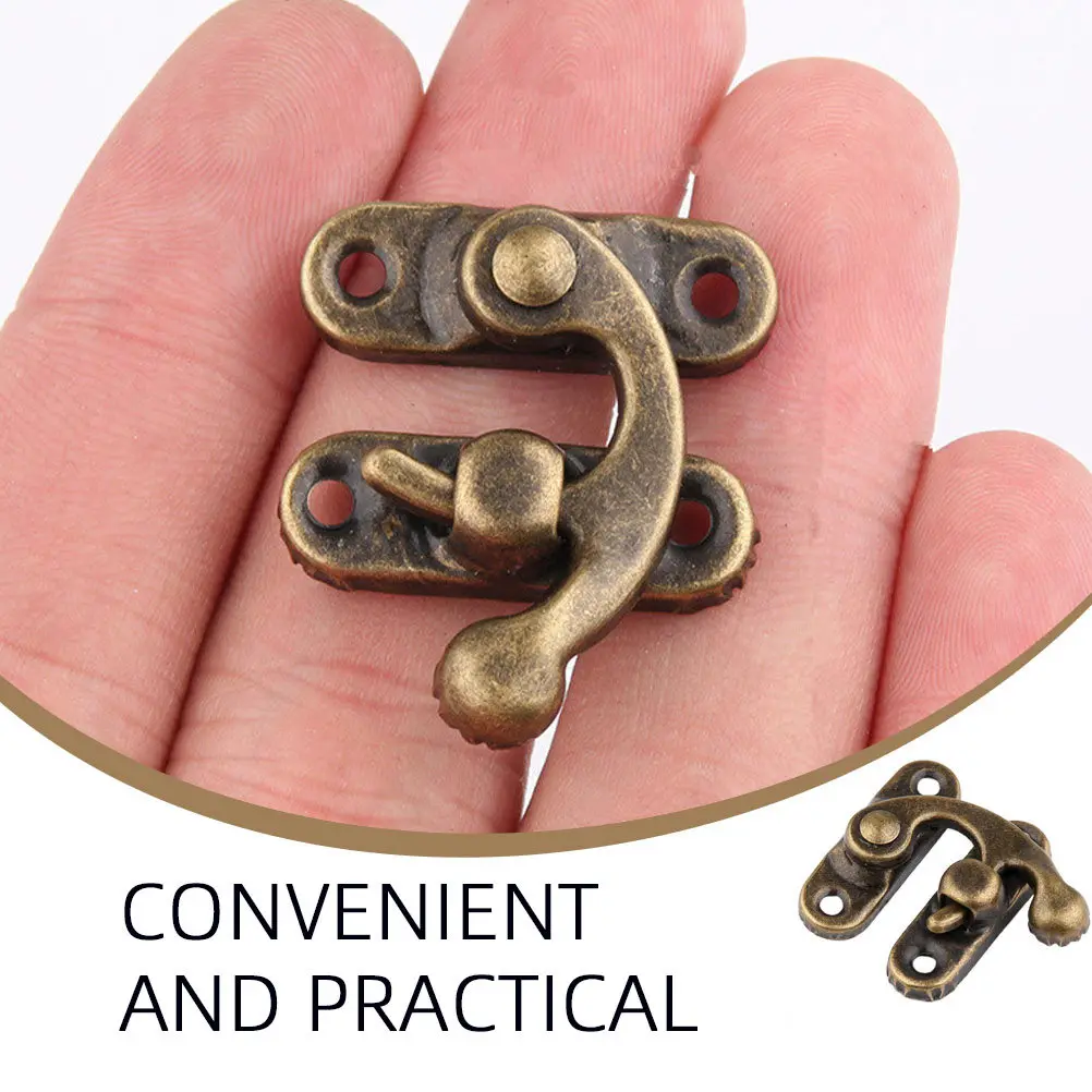25Pcs Metal Horn Latch Iron Wood Box Latch with Swing Arm Bronze Tone for Jewelry Boxes Gift Packaging DIY Craft
