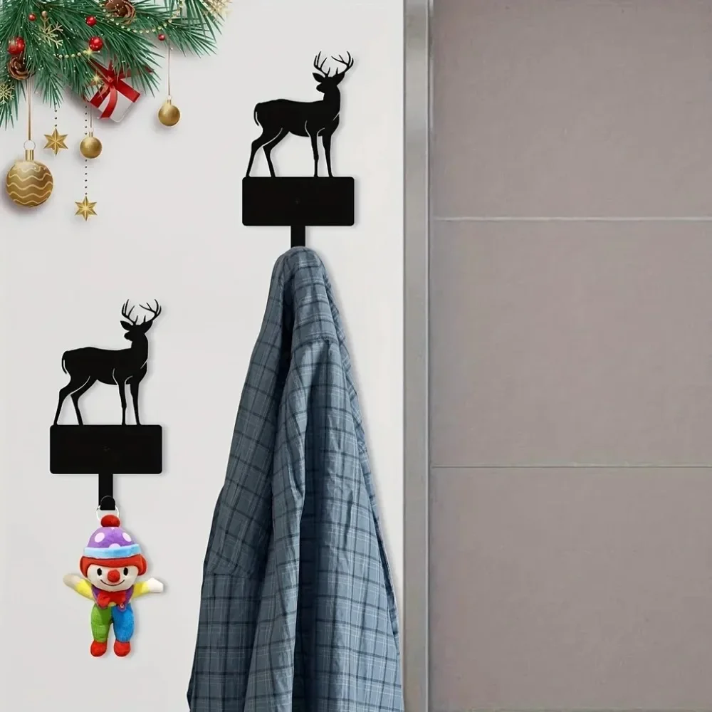 CIFBUY Wrought Iron Deer Key Holder Wall Mounted Hanger Hook Rack for Entryway Bathroom Decor Rustic Black Metal Organizer