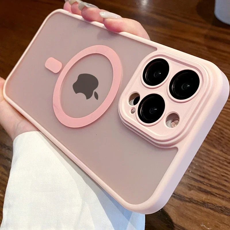 Luxuriöse, durchscheinende, magnetische, matte Hülle für iPhone 18 17 16 15 14 13 12 11 Pro Max, kompatibel mit MagSafe, kabelloses Laden, stoßfeste Schutzhülle
