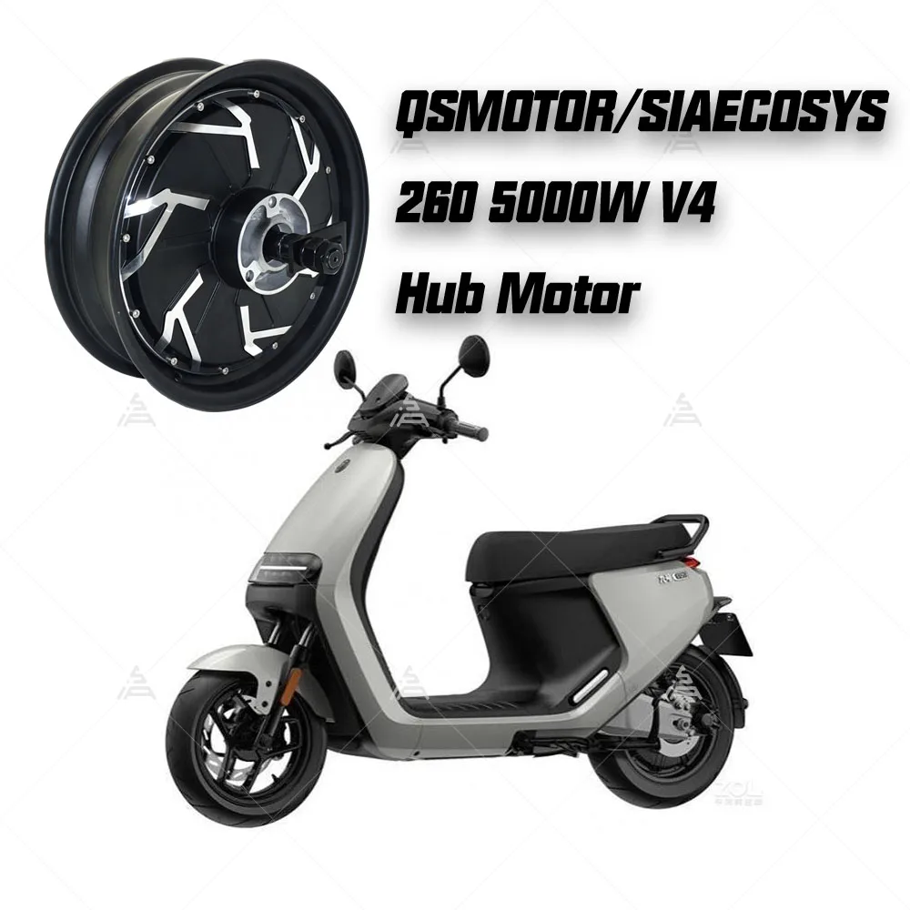 Silnik QS Motor QS260 V4 5000W, silnik piasty 72V o wysokiej prędkości do motocykla elektrycznego, koło napędowe bezpośrednie 12x3,5 cala, aluminium