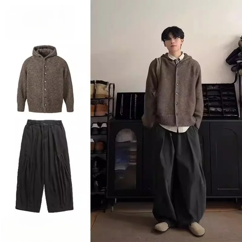 

Neutral Sle Hooded Knitted Sweater Warm Lazy Sle Long Sve Polyester Fiber Autumn Set Heavyweight Single Piece Two Pieces