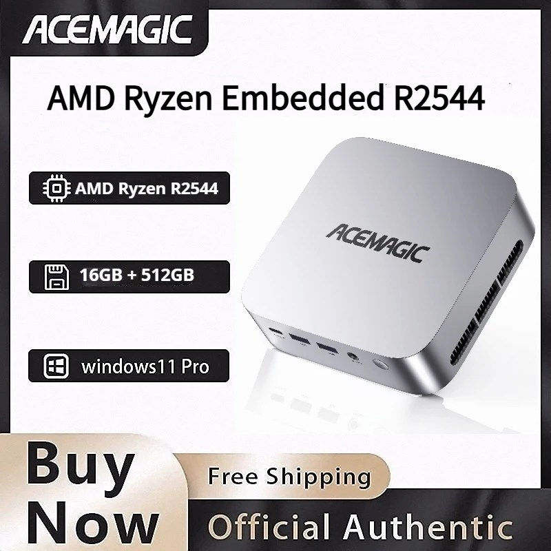 ACEMAGIC 미니 PC AMD Ryzen Embedded R2544 4C/8T 프로세서 16GB DDR4 512GB SSD 윈도우 11 프로 트리플 4K 디스플레이 기가비트 이더넷 썸네일 7