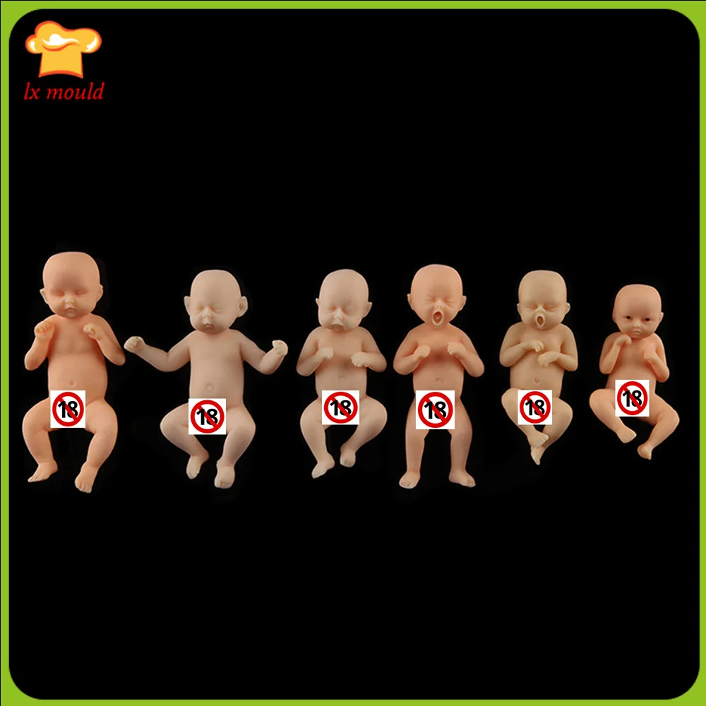 3D Baby Silicone Fondant Mould Cupcake Topper Chocolate Icing Cake Decor 6 Shapes for Newborn Babies Sugarcraft