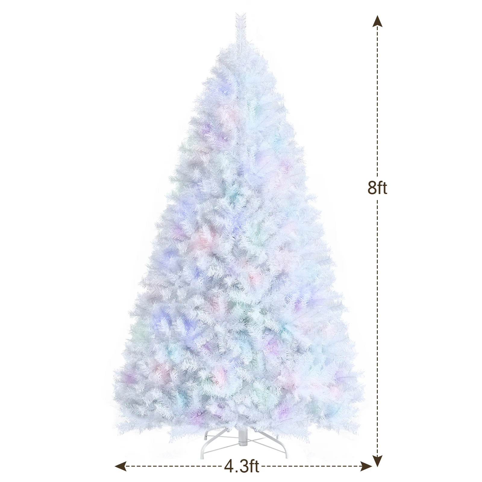 8ft White Iridescent Tinsel Artificial Christmas Tree w/1636 Branch Tips