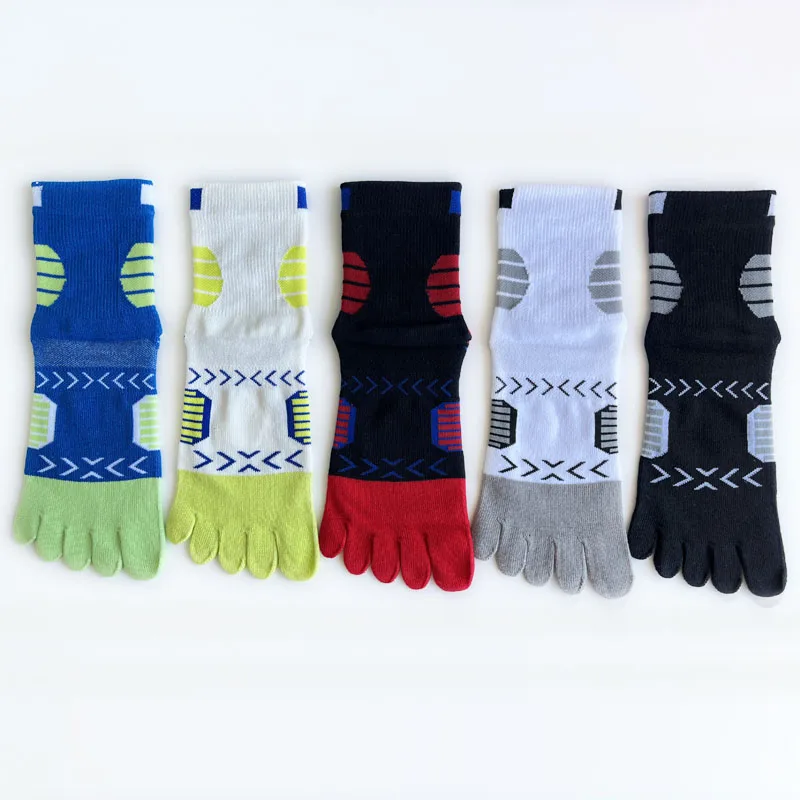 1/5 Pairs Basketball Toe Socks Compression Thick Bright Color Cotton Mesh Breathable Fitness Hiking Sport Outdoor 5 Finger Socks