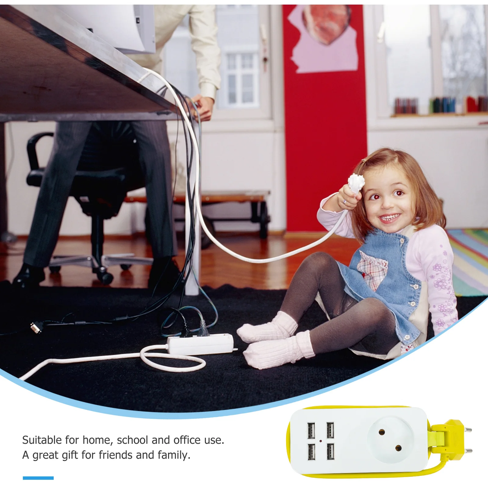 

Portable Power Strip 4 Usb Sockets Eu Plug Multifunctional Charging Outlet Extension Socket Lightweight Durable Fire Resistant