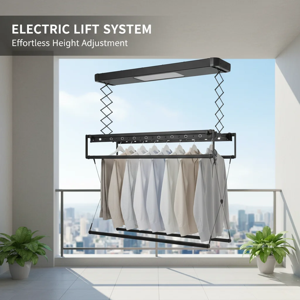 Picture 6: Retractable Electrical Airing Rack with Light Airing Rack with Remote Control Electrical Airing Rack Space Saving for Home