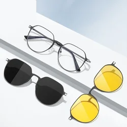 COHK Custom Men Women Polarized Magnetic Sunglasses Clip On Sun Glasses Frame Vintage Classic Black Round Optical Eyewear UV400